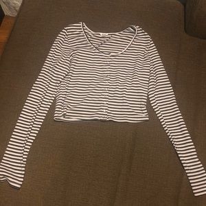 Garage long sleeve striped button up shirt